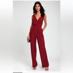 Lulu's Deep Red Jumpsuit